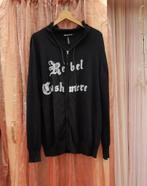 Rebel Cashmere zwart wollen hoodie vest cashmere/zijde L XL, Gedragen, Rebel Cashmere, Maat 42/44 (L), Ophalen of Verzenden