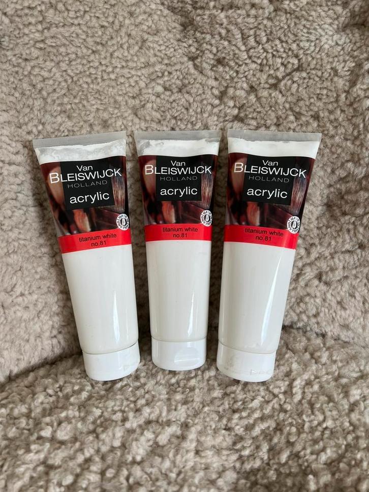 Van Bleiswijck acrylverf Titanium White no. 18. Cadeautip, Hobby en Vrije tijd, Schilderen, Nieuw, Acrylverf, Verzenden