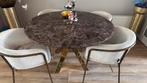 Eric kuster Eettafel italiaans marmer 120cm met gouden poot, Huis en Inrichting, Tafels | Eettafels, 100 tot 150 cm, Zo goed als nieuw