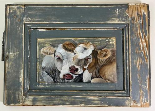 Frans schilderwerk op houten paneel door Isabelle Dubuis, Antiek en Kunst, Kunst | Schilderijen | Klassiek, Ophalen of Verzenden