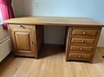 Prachtig en groot bureau eikenhout met kast en lades, Ophalen, Gebruikt, Bureau