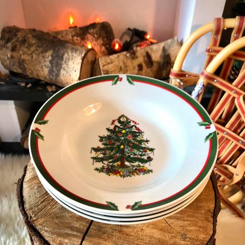 Set van 4 Diepe Borden Christmas Tree Siaki, Huis en Inrichting, Keuken | Servies, Zo goed als nieuw, Bord(en), Overige stijlen