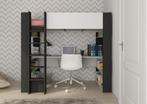 Twist hoogslaper met bureau - 90x200 - Wit met antraciet, Niet ingevuld, Niet ingevuld, Nieuw, Ophalen of Verzenden