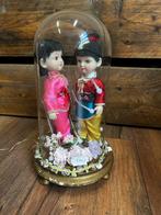 Antieke Glazen Stolp met Japanse Poppen, Antiek en Kunst, Ophalen of Verzenden