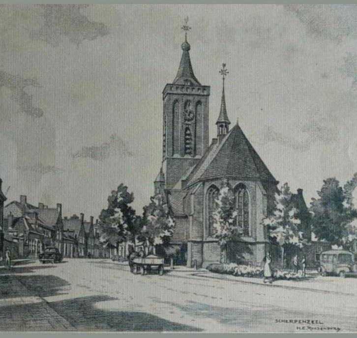 Scherpenzeel ... H.E. Roodenburg ..., Antiek en Kunst, Kunst | Etsen en Gravures, Ophalen of Verzenden