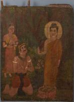 Aanbidding van Boeddha Indiase School 19e Eeuws, Antiek en Kunst, Antiek | Religie, Ophalen