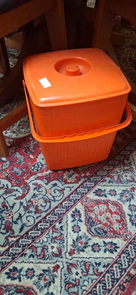 Vintage Oranje Plastic Prullenbak, Kunststof, Gebruikt, Onbekend, Ophalen of Verzenden