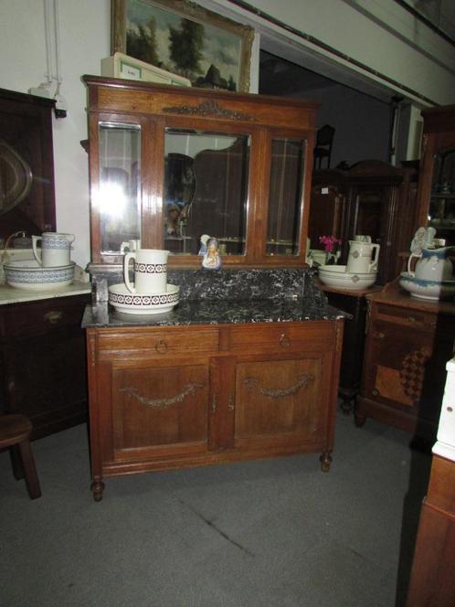 antieke eiken commode kaptafel baby commode marmer blad, Antiek en Kunst, Curiosa en Brocante, Ophalen of Verzenden