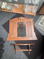 Eiken spiegel evt met wand schap, Ophalen of Verzenden, Zo goed als nieuw, Rechthoekig, Minder dan 100 cm