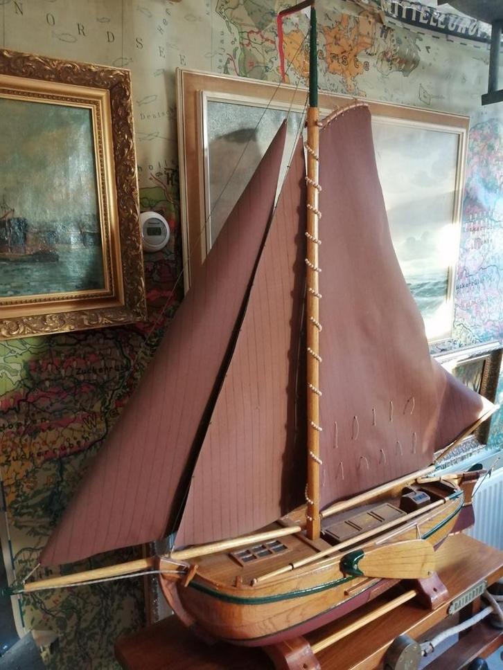 OUD EIGEN BOUW HOUTEN GIGANTISCH ZEILSCHIP 125X120X23 CM, Hobby en Vrije tijd, Modelbouw | Boten en Schepen, Gebruikt, Ophalen