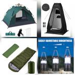 Camping tent pop up slaapzak lucht matras LED lamp douchtent, Ophalen of Verzenden, Zo goed als nieuw, Tot en met 2