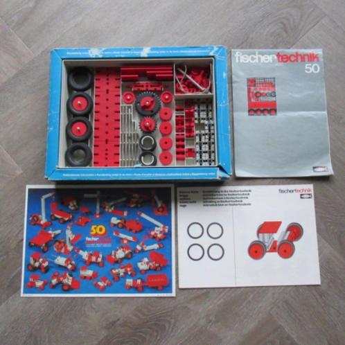 Fisher Technic doos 50 en 50/1 met boekjes, Kinderen en Baby's, Speelgoed | Educatief en Creatief, Gebruikt, Bouwen, Ophalen of Verzenden