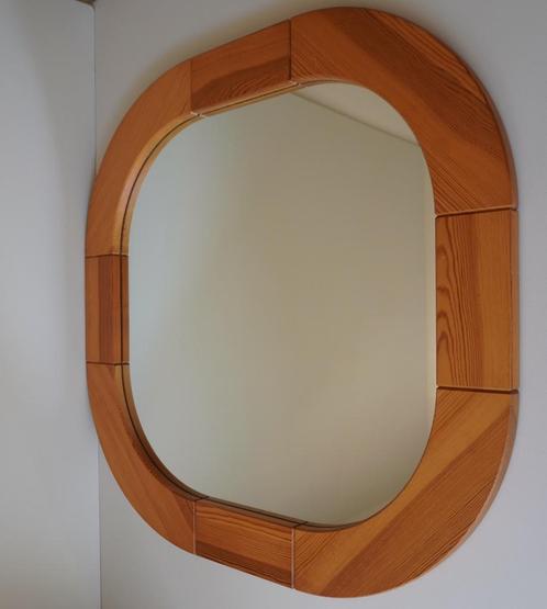 XXL vintage grenen spiegel houten hout topstaat ovaal 80cm, Huis en Inrichting, Woonaccessoires | Spiegels, Gebruikt, 75 tot 100 cm
