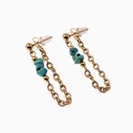 Ø4mm Bol Oorbellen + Turquoise Stenen Verguld Stalen Oorbel, Sieraden, Tassen en Uiterlijk, Overige materialen, Hangers, Birgitta-Gracht 33, 6465 EL Kerkrade, Nederland