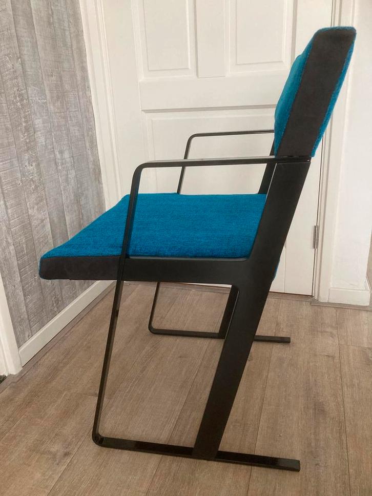 4 Castelijn design stoelen Dick Spierenburg 1978, Huis en Inrichting, Stoelen, Gebruikt, Vier, Metaal, Blauw, Ophalen