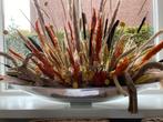 Zilverkleurige metalen Schaal (90 cm) vol droogbloemen, Ophalen, Gebruikt
