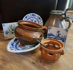 Partij antiek aardewerk, tegels, schalen, tin en kruik, Verzenden