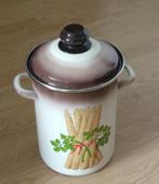 vtg emaille asperge pan met mandje, volgnr 25, Huis en Inrichting, Keuken | Potten en Pannen, Ophalen of Verzenden, Nieuw, Overige materialen