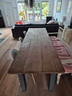 Tafel met blad van oude klooster vloer, Huis en Inrichting, Ophalen, Gebruikt, Eikenhout, 200 cm of meer