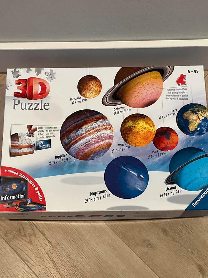 3D Puzzel - Planeten - Ravensburger, Kinderen en Baby's, Speelgoed | Kinderpuzzels, Nieuw, 6 jaar of ouder, Meer dan 50 stukjes