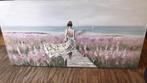 Dame naar het strand met zeezicht,  op canvas, Ophalen, Zo goed als nieuw, Print, 75 cm of meer