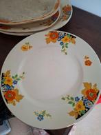Antiek MOZA Plateel Borden met Gouden Rand, Ophalen, Overige stijlen, Bord(en)