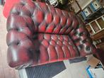 Chesterfield 2 zitsbank leer Oxblood rood., Ophalen of Verzenden, Gebruikt