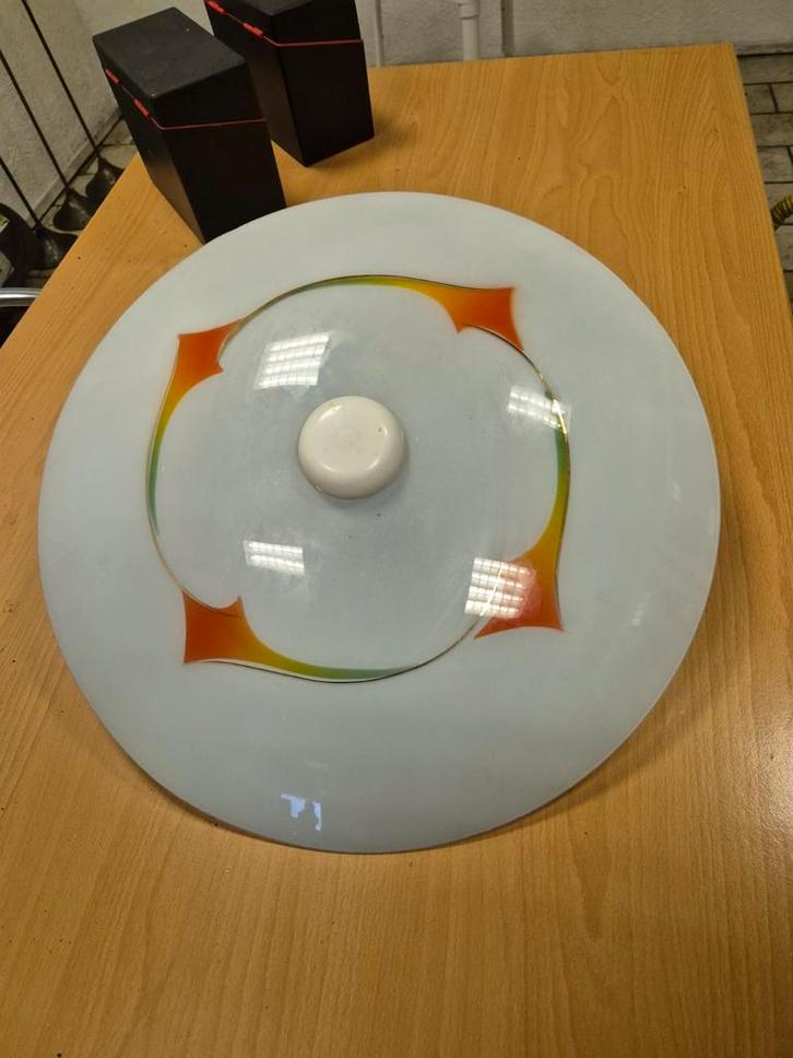 Plafondlamp met bloemmotief, Huis en Inrichting, Lampen | Plafondlampen, Gebruikt, Glas, Metaal, Ophalen of Verzenden