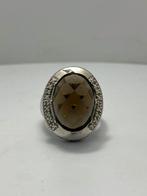 Zilver ring met een bruine edelsteen, NVT, 20 of groter, Met edelsteen, NVT