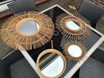 Set rotan spiegels – Boho stijl, Ophalen, Minder dan 50 cm, Rond, Zo goed als nieuw