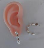 14k gouden oorhangers, creolen, parels met goud, Hangers, Verzenden, Zo goed als nieuw, Met edelsteen
