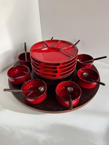 Vintage lazy susan fondue of snack set beschikbaar voor biedingen