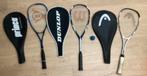 3x squash racket + hoes en 1 balletje, Sport en Fitness, Squash, Ophalen of Verzenden, Gebruikt