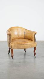 Unieke en charmante antieke schapenleren clubfauteuil, Huis en Inrichting, Fauteuils, Ophalen, Gebruikt, Leer, 50 tot 75 cm