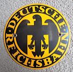 Gebold rond emaille Deutsche Reichsbahn geel 15 cm, Verzamelen, Ophalen of Verzenden, Nieuw, Trein, Overige typen