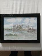 Gekleurde tekening van Scheepswerf de Biesbosch.Dordrecht., Antiek en Kunst, Kunst | Schilderijen | Klassiek, Ophalen of Verzenden