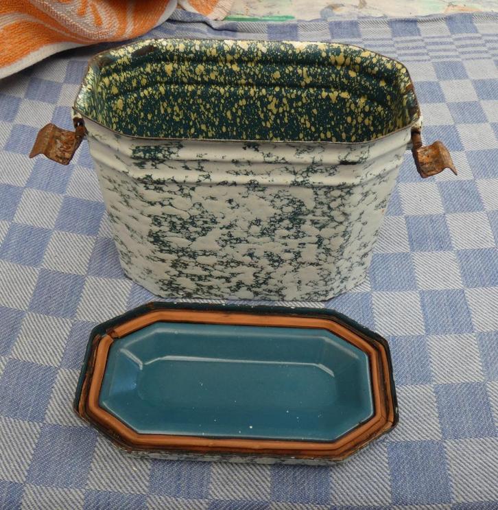 oude emaille gamel/ etensdrager email uit Frankrijk, Antiek en Kunst, Antiek | Emaille, Ophalen of Verzenden