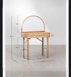 Kaptafel van eiken en rotan, Ophalen, Nieuw, 50 tot 100 cm, Minder dan 100 cm