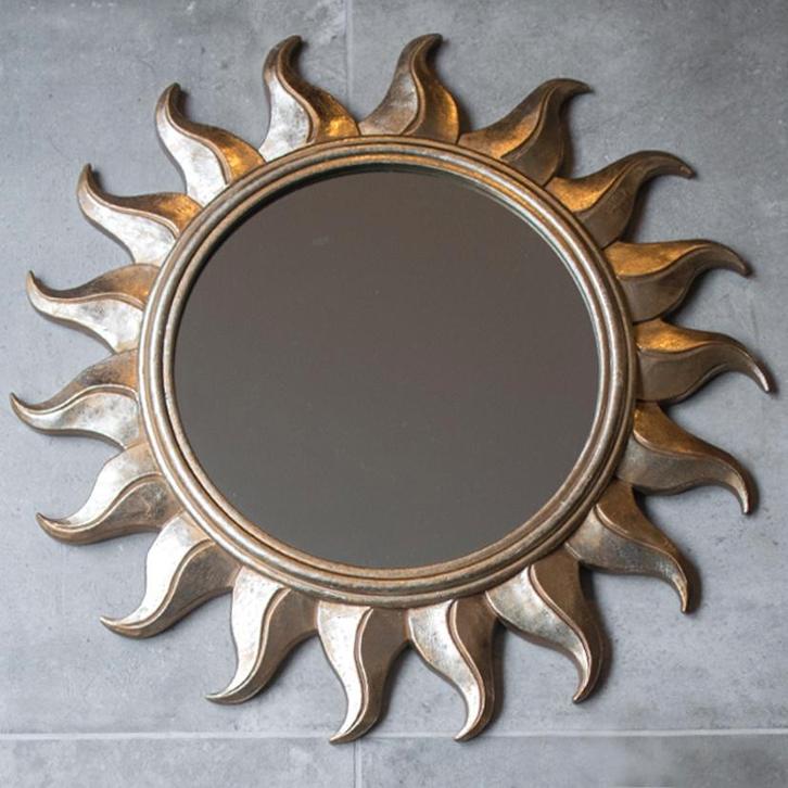 Grote vintage zonnespiegel Hollywood Regency style, spiegel, Huis en Inrichting, Woonaccessoires | Spiegels, Gebruikt, 50 tot 75 cm