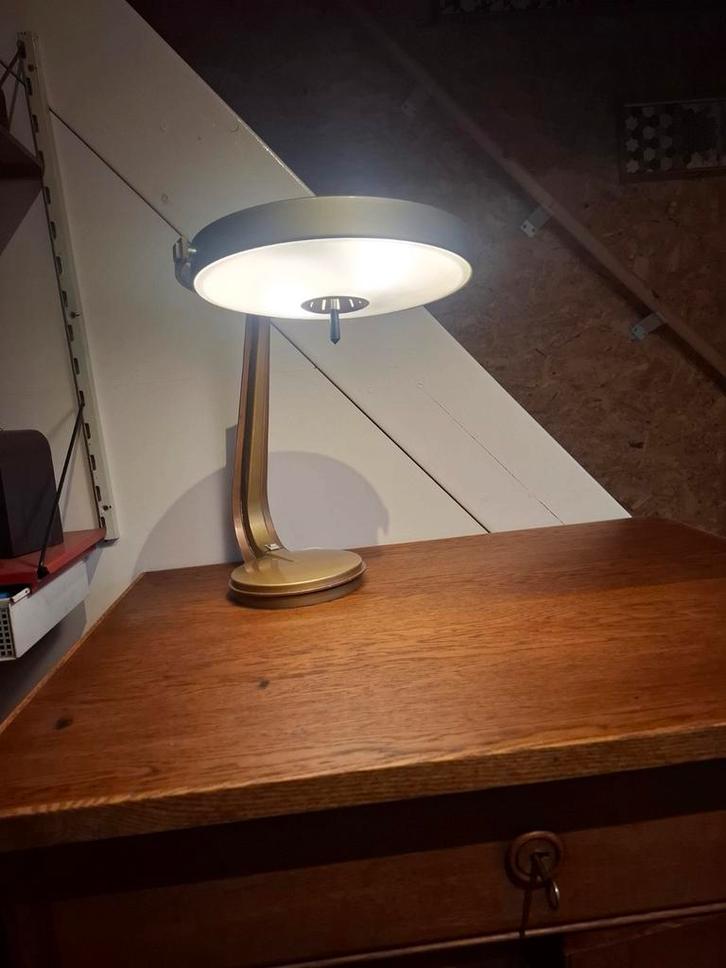 Vintage lupela rey / cobra  lamp, Huis en Inrichting, Lampen | Tafellampen, Gebruikt, Minder dan 50 cm, Glas, Metaal, Ophalen of Verzenden