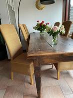 Zes Loom eetkamerstoelen, Huis en Inrichting, Ophalen, Gebruikt, Bruin, Vijf, Zes of meer stoelen