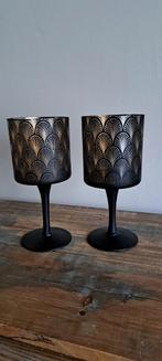 2 windlichten op voet waxinehouders, Overige materialen, Zwart, Ophalen of Verzenden, Zo goed als nieuw