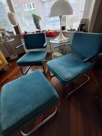 Twee ribstof  fauteuils chroom, Antiek en Kunst, Ophalen