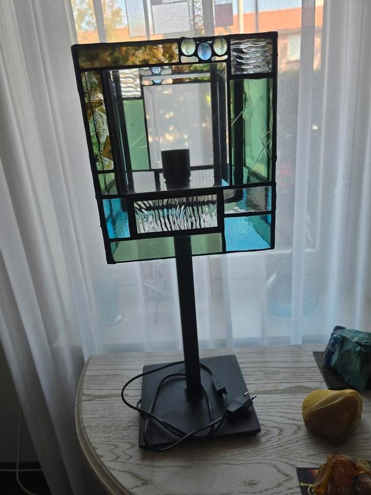 Tiffany Schemerlamp - 55cm - Zwart Stalen Voet, Huis en Inrichting, Lampen | Vloerlampen, Ophalen of Verzenden