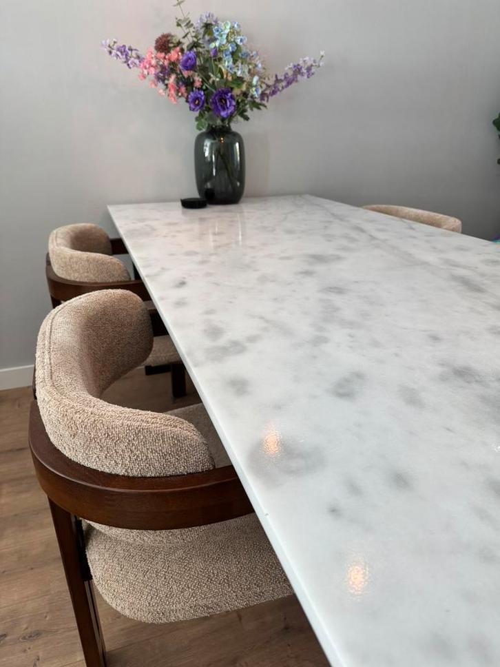 Marmeren eettafel, Huis en Inrichting, Complete eetkamers, Gebruikt, 4 tot 6 stoelen, Ophalen