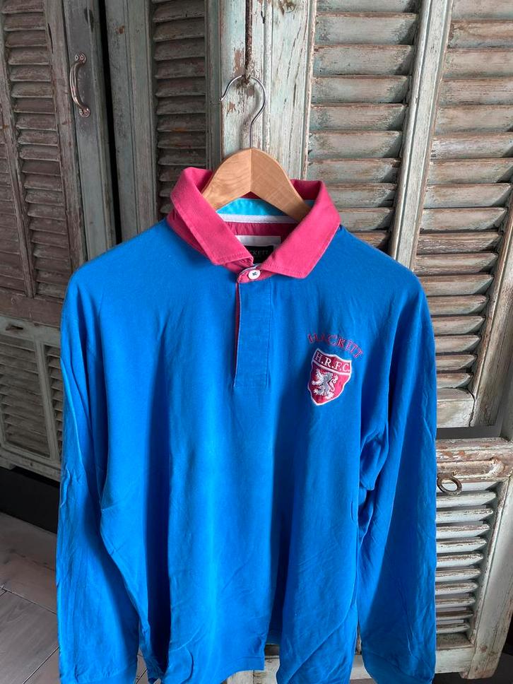 Schitterende rugby polo trui van HACKETT in maat XL, Kleding | Heren, Truien en Vesten, Zo goed als nieuw, Maat 56/58 (XL), Blauw