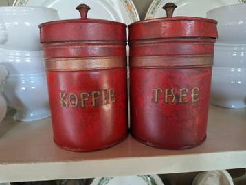Vintage Koffie & Thee Blikken beschikbaar voor biedingen