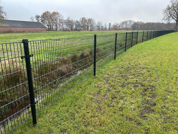Dubbelstaafs hekwerk, Tuin en Terras, Tuinhekken en Hekwerk, Nieuw, Dubbelstaafmat hekwerk, IJzer, Met poort, Ophalen