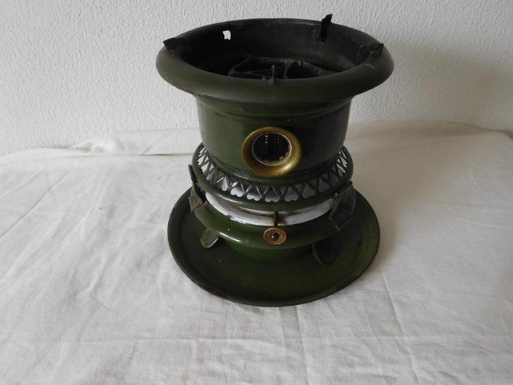 Antiek Vintage Petroleum stel compleet met bodemplaat., Antiek en Kunst, Antiek | Emaille, Ophalen