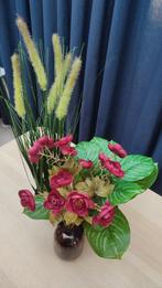 3 Kunstplanten - rode roos, aglaonema + potje, Nieuw, Binnen, Ophalen